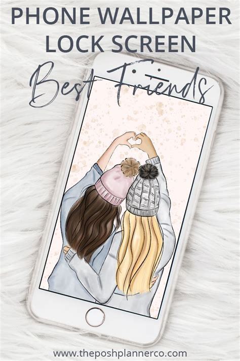 Best Friends Phone Wallpaper Phone Lock Screen Fashion Illustration