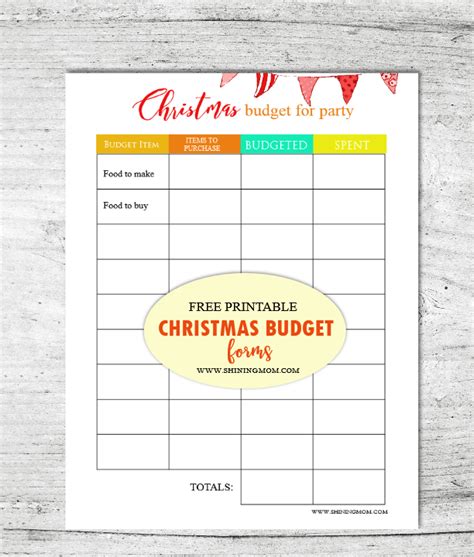 Free Printable Christmas Budget Forms