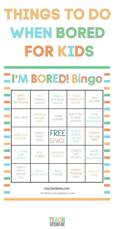 Im Bored Bingo Educational Things To Do When Bored Bingo For Kids