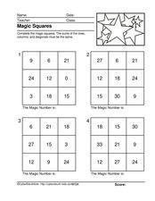 Magic square worksheet 1.1 answers. Magic Squares 2 2nd - 3rd Grade Worksheet | Lesson Planet
