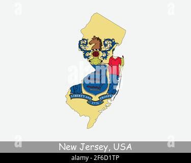 Mapas Del Estado De Nueva Jersey NJ Mapa De Contorno Negro Aislado