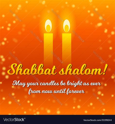 Shabbat Shalom Candles Greeting Card Lettering Vector Image
