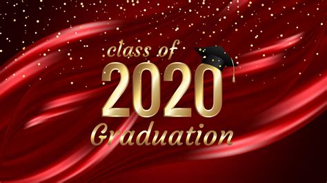 Class Of 2020 Graduation Gold Text Design On Red 1181622 Vector Art At