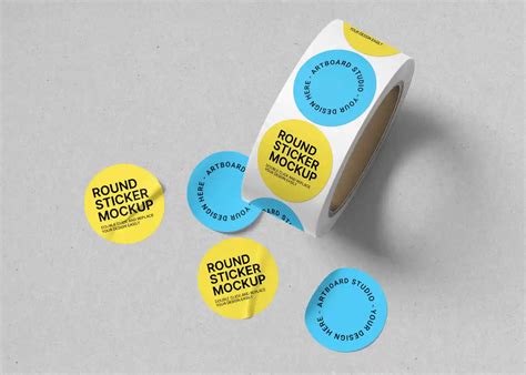 Round Sticker Mockup With Roll — Mockup Zone