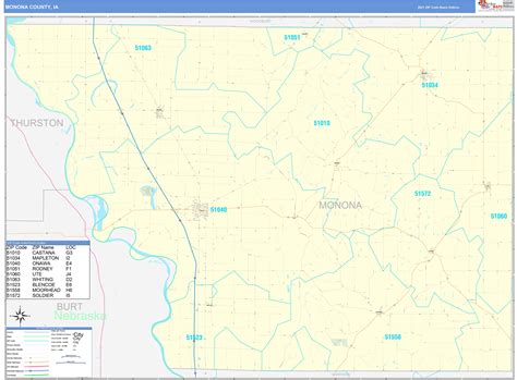 Monona County Ia Zip Code Wall Map Basic Style By Marketmaps Mapsales