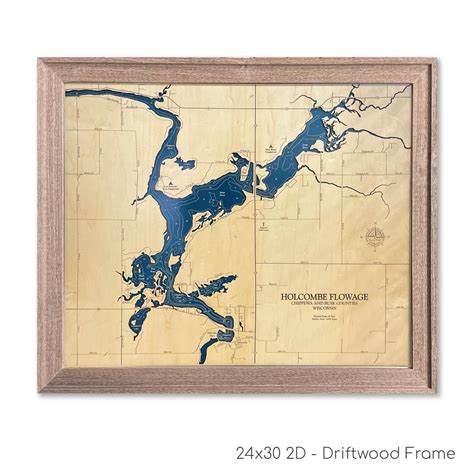 Holcombe Flowage Map Custom Wood Map Custom Lake Art 3d Wall Art