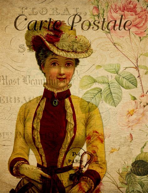 Woman Vintage Floral Postcard Free Stock Photo Public Domain Pictures