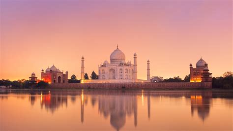 Download Wallpapers Taj Mahal 5k Skyline Yamuna River Sunset Agra