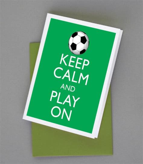 Items Similar To Keep Calm And Play On Print Soccer Football Card 8x10