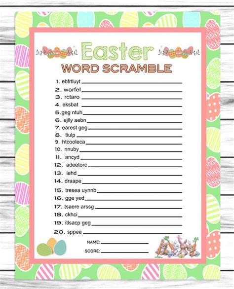 Easter Word Scramble Game Printable Or Virtual Party Game Easter Kid