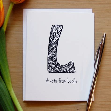 Make good impression with custom note cards. Personalized Note Cards L Monogram Zentangle Note Card Thank
