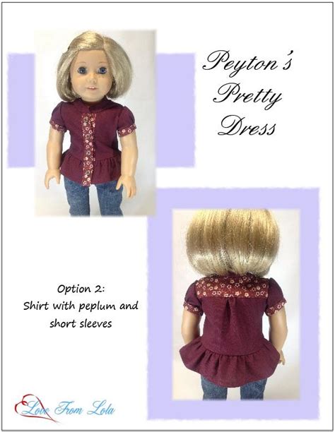 Love From Lola Peytons Pretty Dress Doll Clothes Pattern 18 Inch