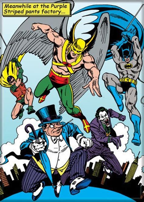 Batman Hawkman Robin Joker Penguin Purple Pants Dc Comic Book Fridge