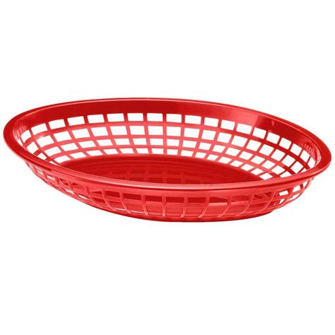 Tablecraft C1084r Red Jumbo Oval Polypropylene Fast Food Basket 12