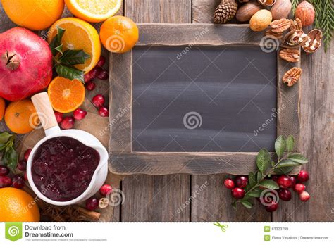 Fall And Winter Ingredients Chalkboard Frame Stock Image Image Of