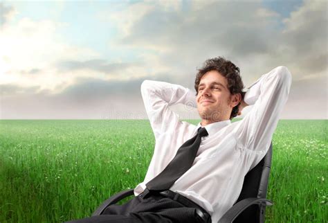 Business Man Sitting And Relaxing On Chair Stock Photo Image Of Laugh