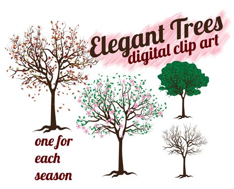 Trees Clip Art Instant Download Elegant Winter Autumn