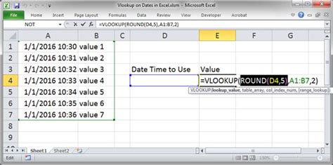 Vlookup On Dates And Times In Excel