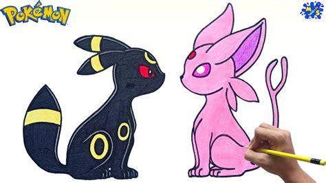 How To Draw Umbreon And Espeon From Pokemon Step By Step Youtube