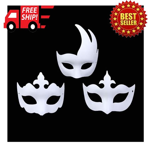 White Masks 6pcs Diy Unpainted Masquerade Masks Plain Halloween Half