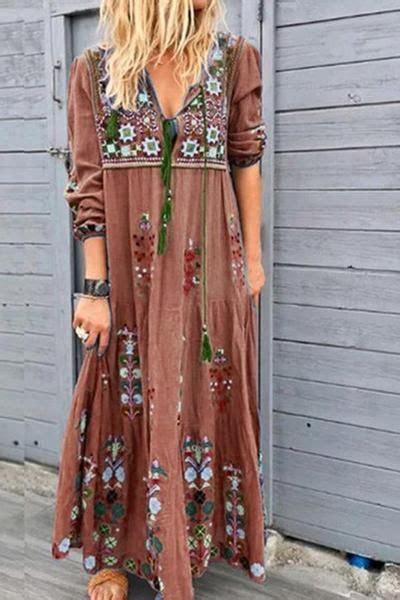 Bohemian Floral Print Maxi Dress Shopingnova Wijde Kleding Kleding