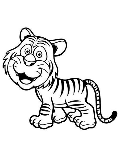 Baby Tiger Cartoon Coloring Page