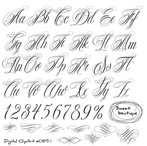 Handwritten Alphabet Calligraphy Alphabet Clip Art Etsy Tattoo