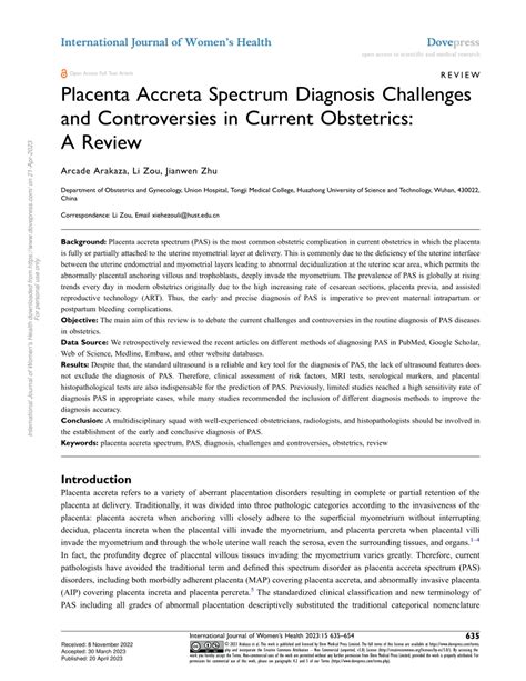 pdf placenta accreta spectrum diagnosis challenges and controversies in current obstetrics a