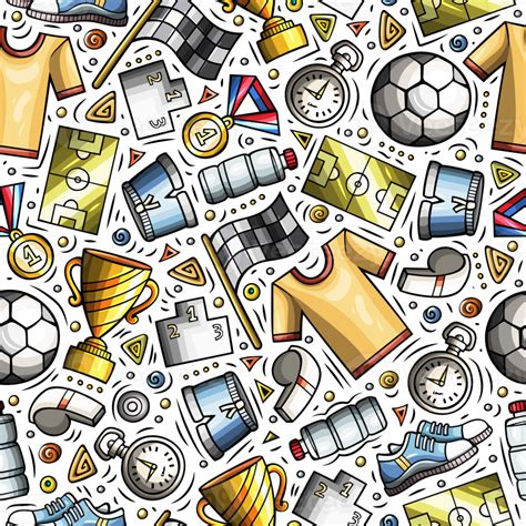 Sports Cartoon Funny Seamless Pattern 37381291 Png