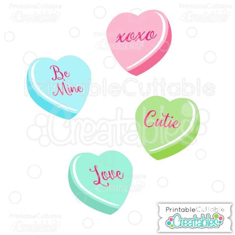 Valentine's Day Candy Hearts SVG Cut File & Clipart Set - Etsy