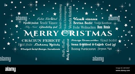 Merry Christmas Vector Lettering In All European Union Languages With