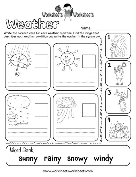 Weather Worksheet For Kids Worksheets Worksheets