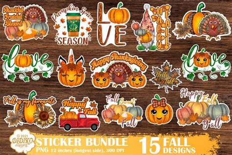 Fall Stickers Bundle Thanksgiving Stickers Png 1642244