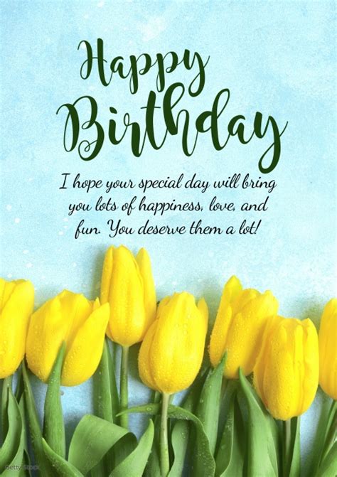 Happy Birthday Greeting Card Flowers Wishes Template