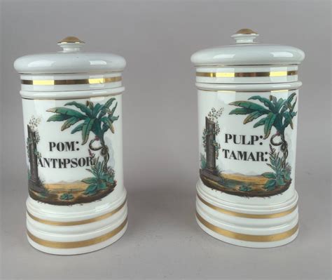 Proantic Deux Pots De Pharmacie En Porcelaine De Paris D Poque Loui