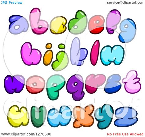 Clipart Of Colorful Cartoon Comic Bubble Lowercase Alphabet Letters