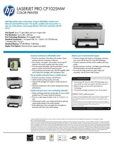 Hp Laserjet Pro Cp1025nw Color Printer