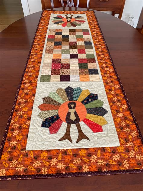 It's best to use cotton or flannel for these projects (although apparently corduroy. Quilted Thanksgiving Table Runner 19 x 56 | Etsy ...