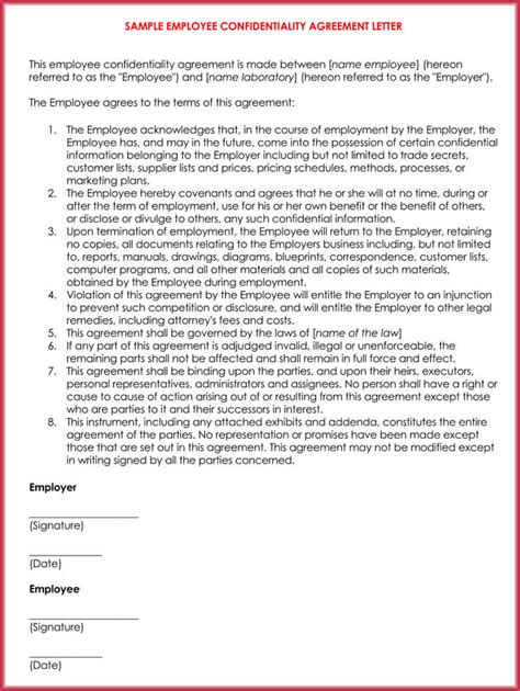 10 Free Employee Confidentiality Agreement Templates