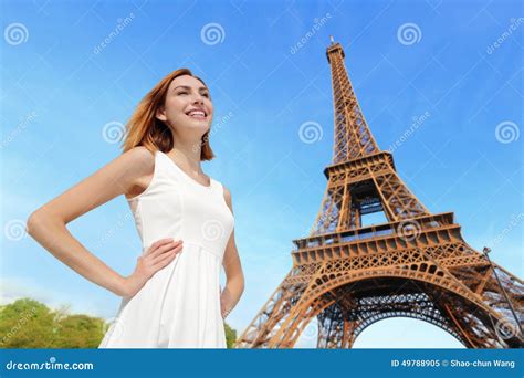 Happy Woman Tourist In Paris Stock Image Image Of Journey