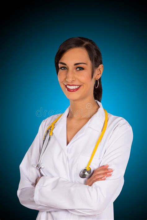 Portrait Of Attractive Young Female Doctor Stock Image Image Of