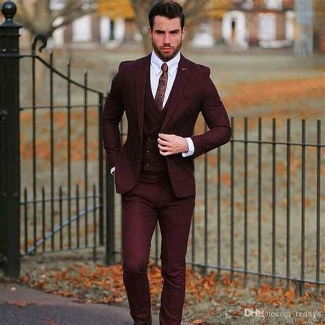 Vintage Burgundy Suits For Wedding Men Wear Clothing Groom Tuxedo