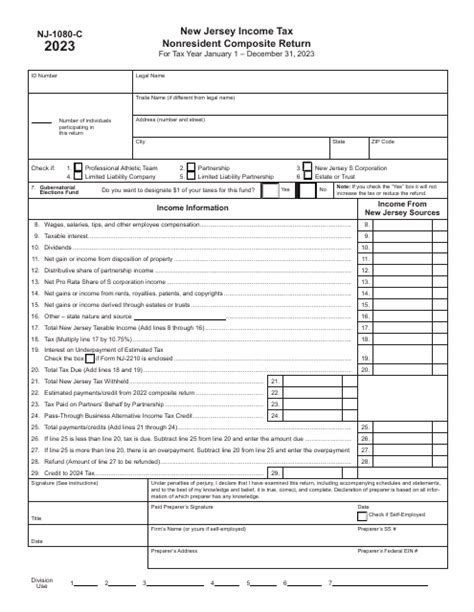 Form Nj 1080 C Download Fillable Pdf Or Fill Online New Jersey Income