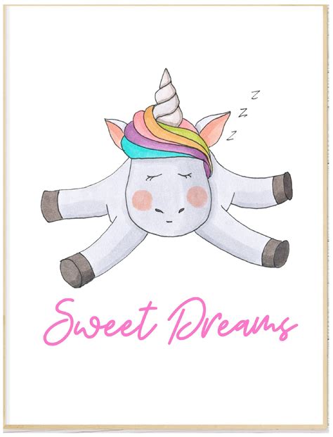 Sweet Dreams Unicorn Poster Pink Digital Download Printable