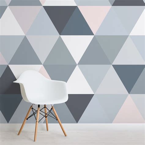 Grey And Pink Geometric Triangle Pattern Wallpaper Mural Pattern