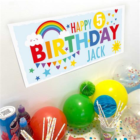 Rainbow Bold Design Birthday Banner Kids Birthday Decorations