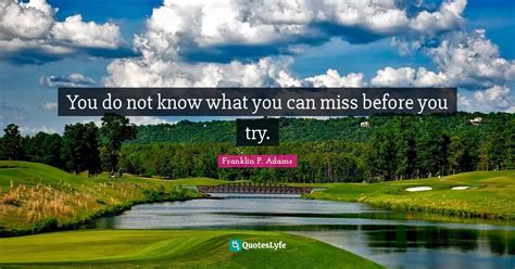 You Do Not Know What You Can Miss Before You Try Quote By Franklin