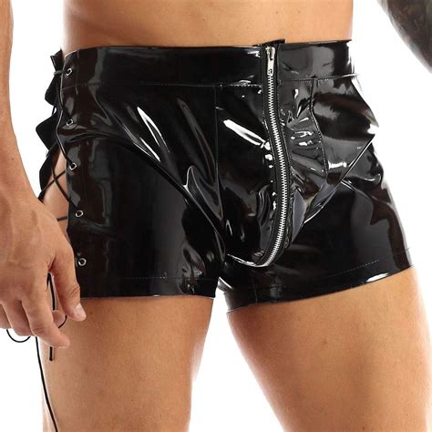 Qinciao Mens Sexy Pvc Leather Underwear Wetlook Lingerie
