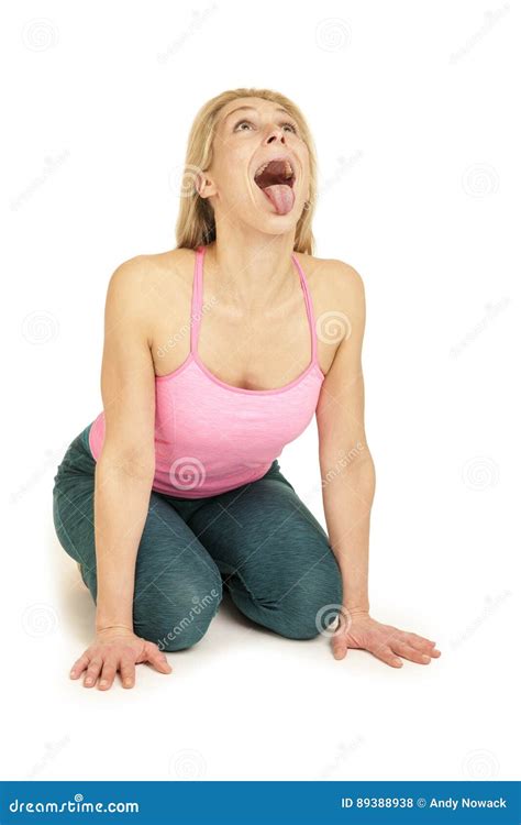 Yoga Woman Pink Simhasana Kneeling Stock Photo Image Of Isolated