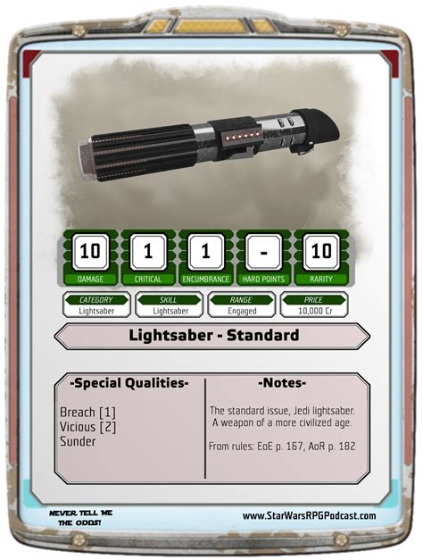 Never Tell Me The Odds Variant And Exotic Lightsabers Game Supplement